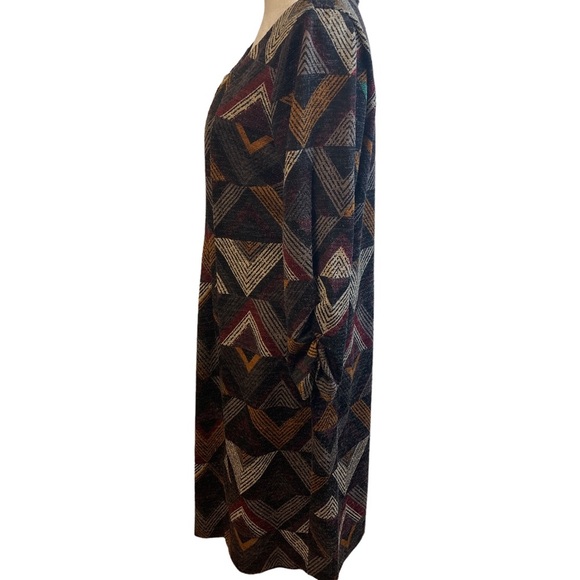 Perceptions New York Multicolored Arrow Pattern 3/4 Sleeve Dress With Lining - Picture 3 of 8